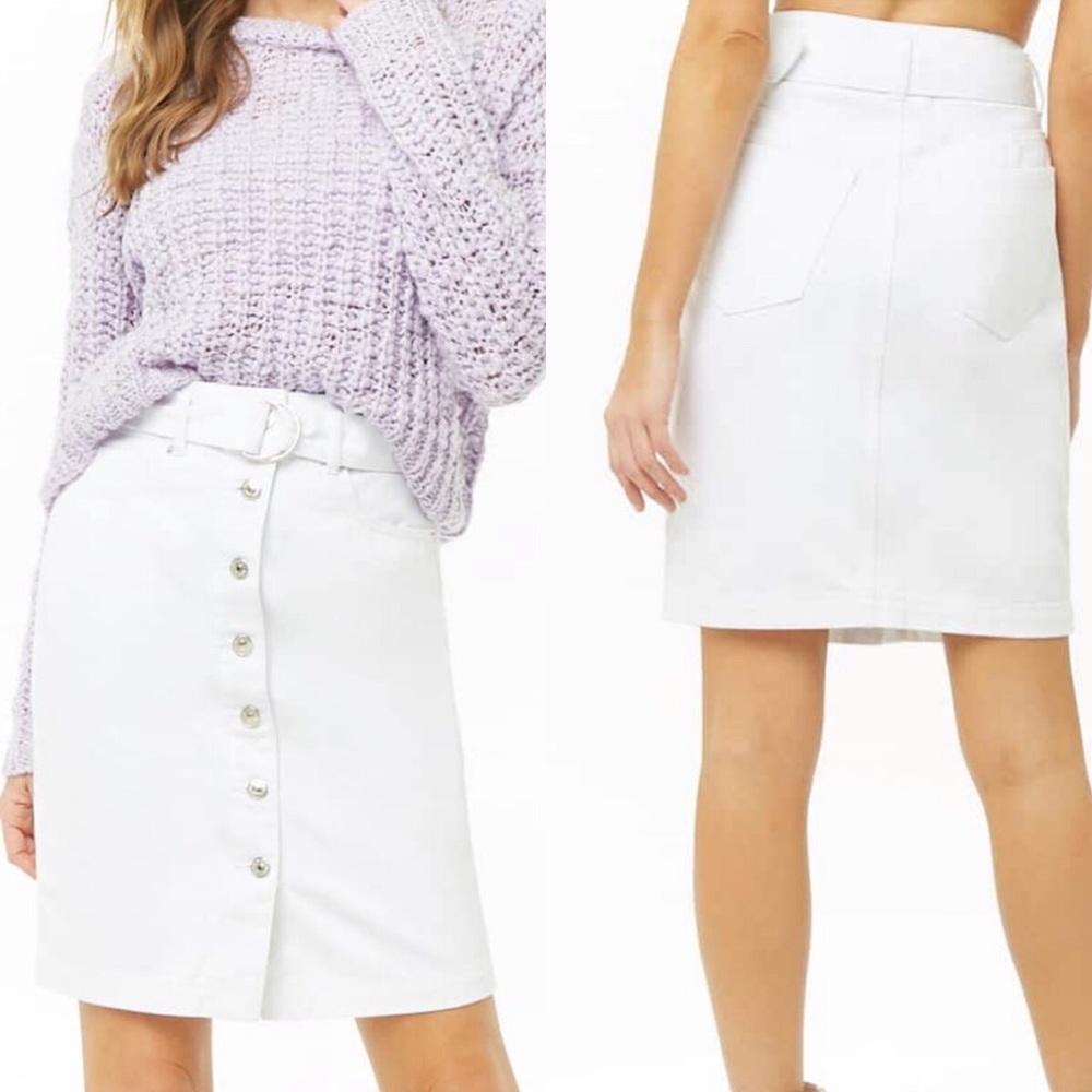 💋BRAND NEW Knee Length Denim Button Down Skirt